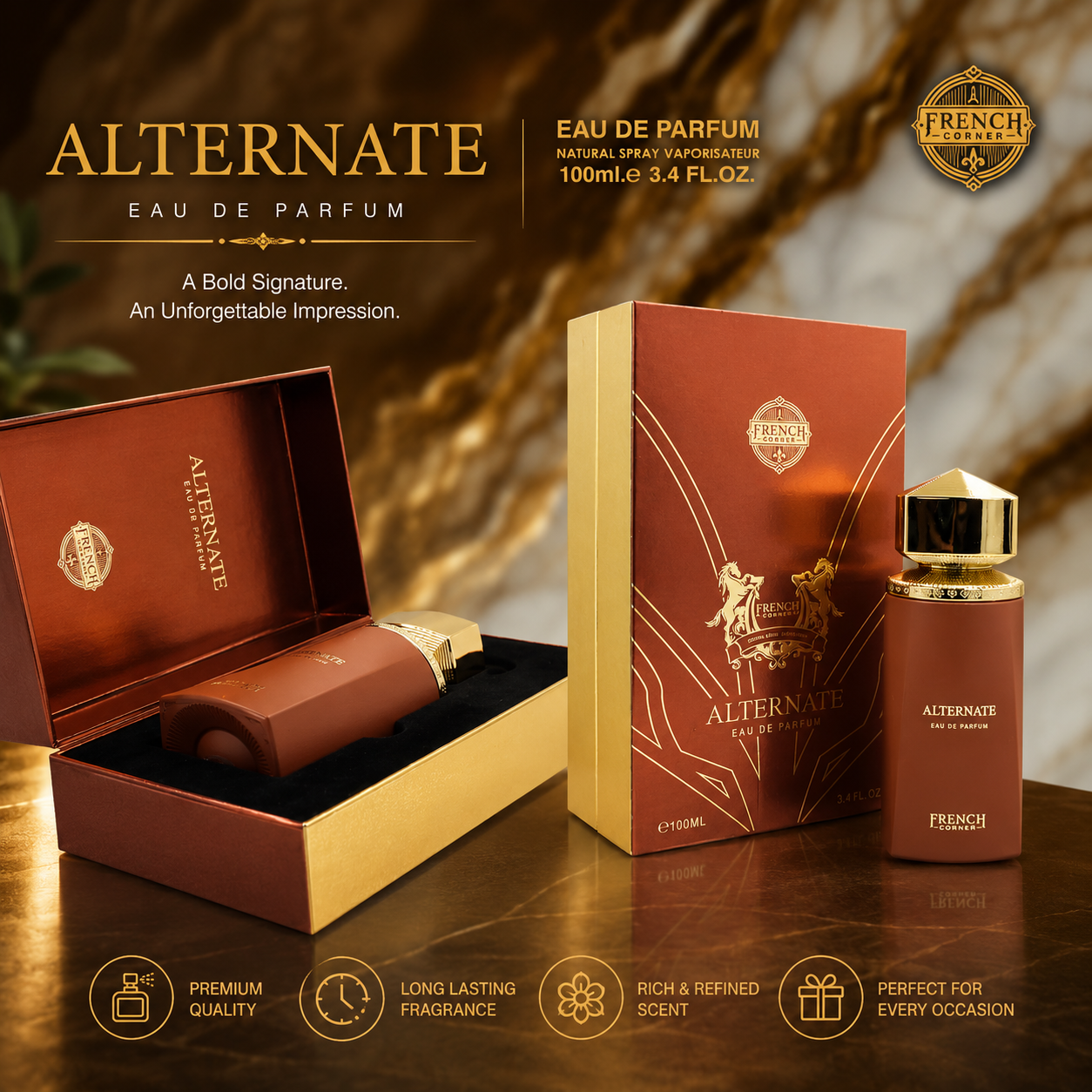 French Corner Alternate Eau De Parfum – Premium Long-Lasting Unisex Perfume | 100ml