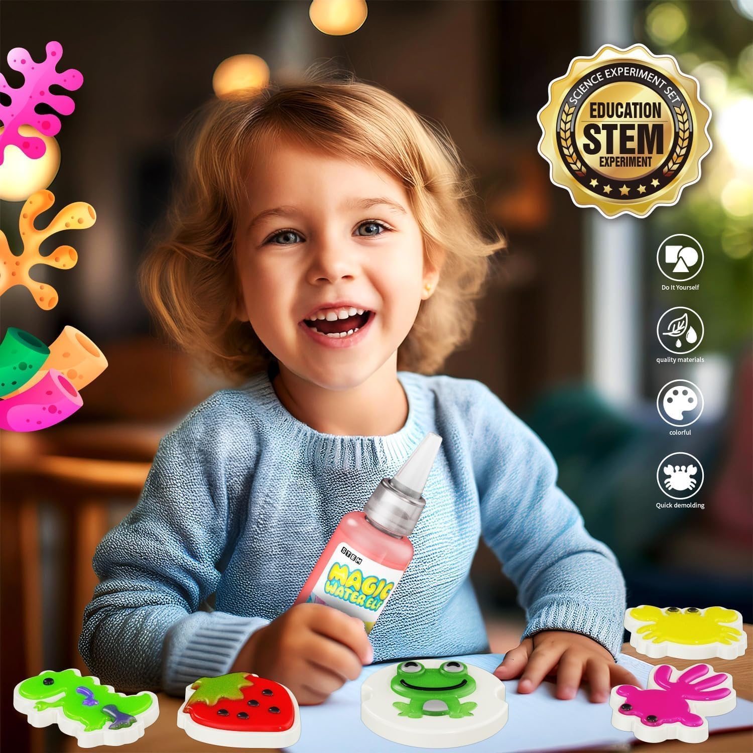 Magic Water Toy Elf Kit,Aqua Fairy Water Gel Kit 12 Magic Gels &12 Molds Make Your Own Water Pets,Toys for Birthday Gifts Party Favors,DIY STEM Craft Kits Kids Toys Age 3+