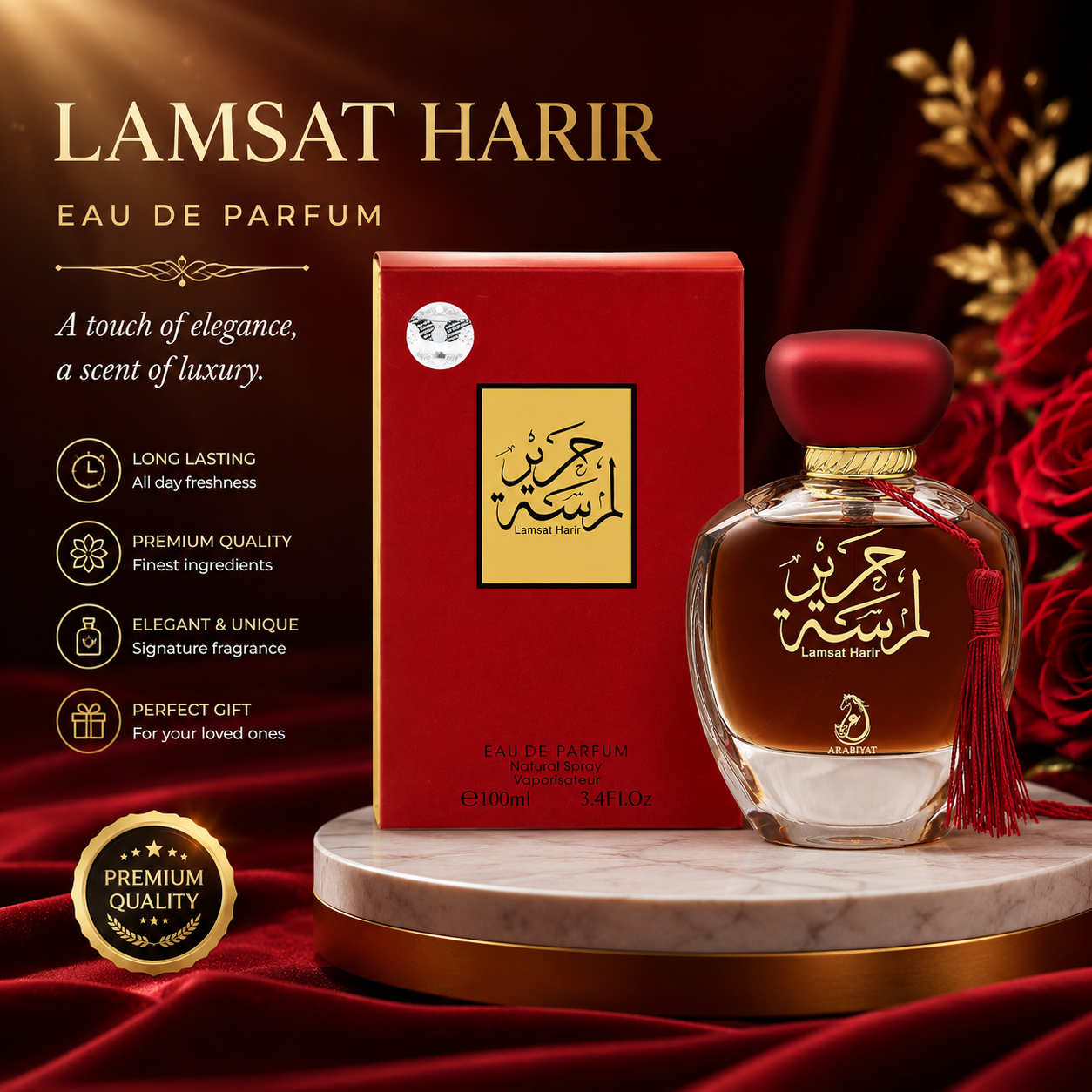 Arabiyat LAMSAT HARIR from ARABIYAT Eau De Parfum for Men and Women Long Lasting Arabian Perfume 100ml