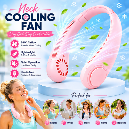 Portable Neck Fan, Hands-Free Portable Neck Fan, Cooling Personal Fan, Adjustable, Headphone Design, Rechargeable, USB Powered Neck Fan  Outdoor Indoor