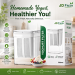 JD FRESH 1100ML Greek Yogurt & Curd Maker/Fine Mesh Strainer with Lid/Home Essentials/Hung Curd/Perfect for Homemade Yogurt/Whey Separator/Curd/Cheese & More 10.5x10.5x18.5 Cm,White