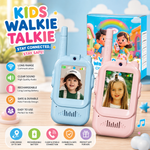 2 pc Set | Kids Video Walkie Talkie with HD Screen | Long Range Rechargeable Two-Way Communication Toy