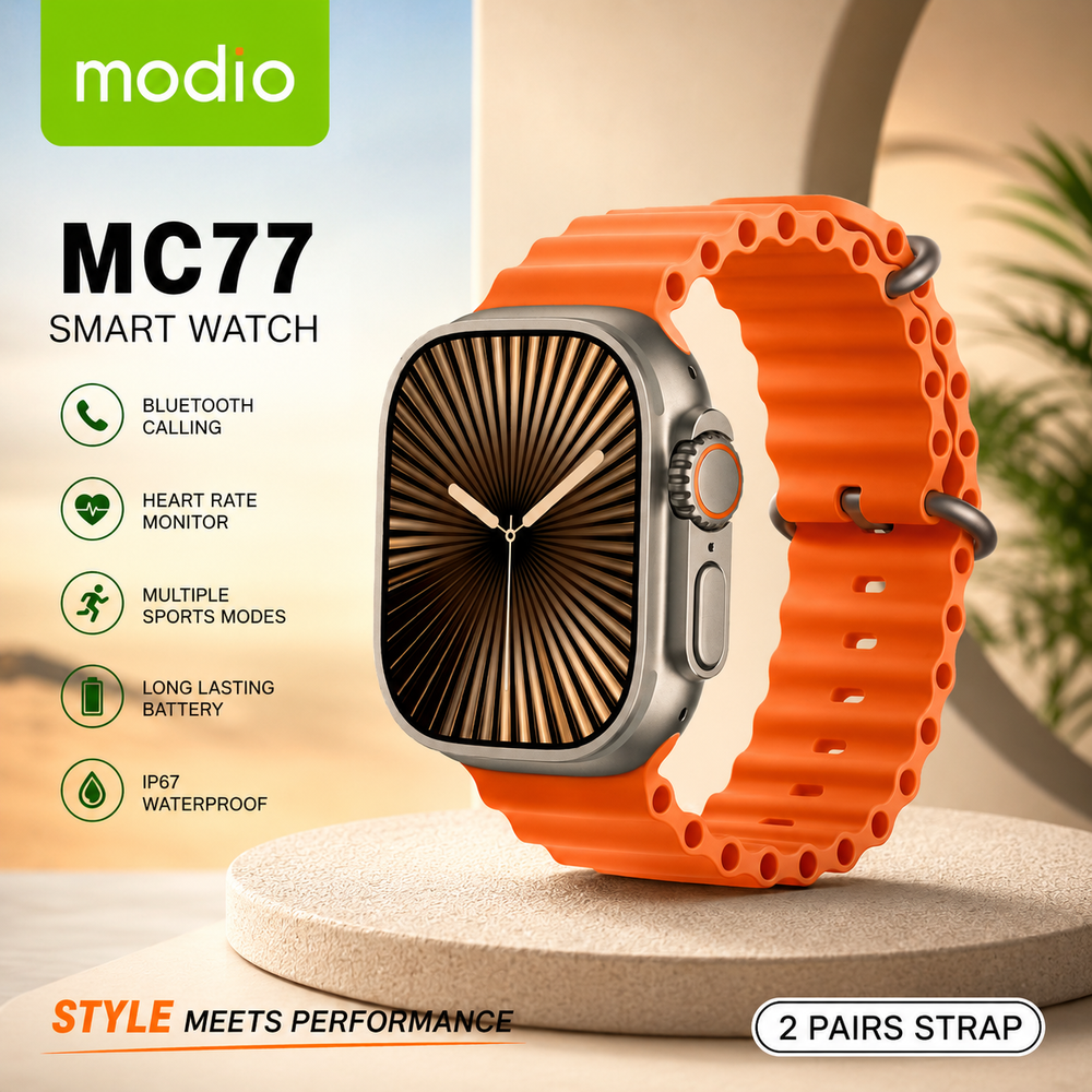 MODIO MC77 Smart Watch Ultra – 2.0" HD Display, Bluetooth Calling, Health Monitoring & IP67 Waterproof