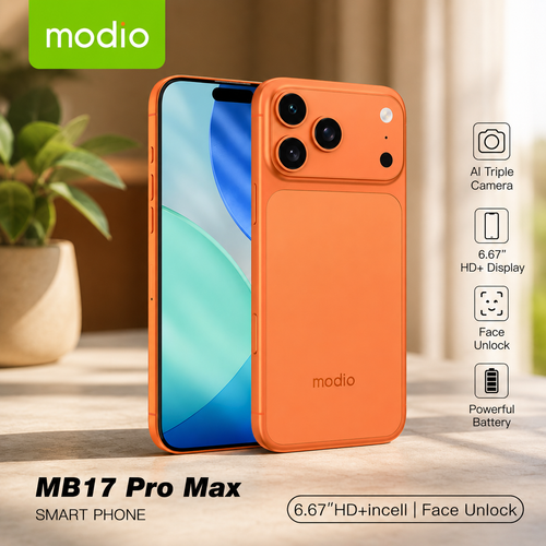 Modio MB17 Pro Max 5G Phone - 6.67-inch HD Display, 8GB RAM, 256GB ROM | Orange
