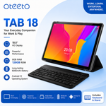 TAB 18 – 10.1-Inch HD Display | 8GB RAM + 128GB ROM | Android 15 | Octa-Core | 13MP + 8MP Camera | 8000mAh Battery | 4G LTE | Free Keyboard, Cover And Pen - Grey