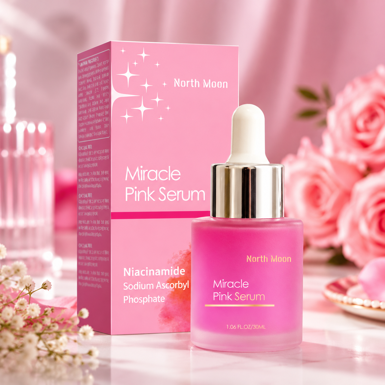 North Moon Miracle Pink Serum – Niacinamide Brightening Face Serum | 30ml