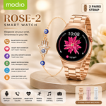 MODIO ROSE-2 Smart Watch for Women – Bluetooth Calling, HD Touch Display, Health Monitoring & 3 Stylish Straps