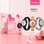 MODIO ROSE-2 Smart Watch for Women – Bluetooth Calling, HD Touch Display, Health Monitoring & 3 Stylish Straps