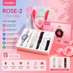 MODIO ROSE-2 Smart Watch for Women – Bluetooth Calling, HD Touch Display, Health Monitoring & 3 Stylish Straps
