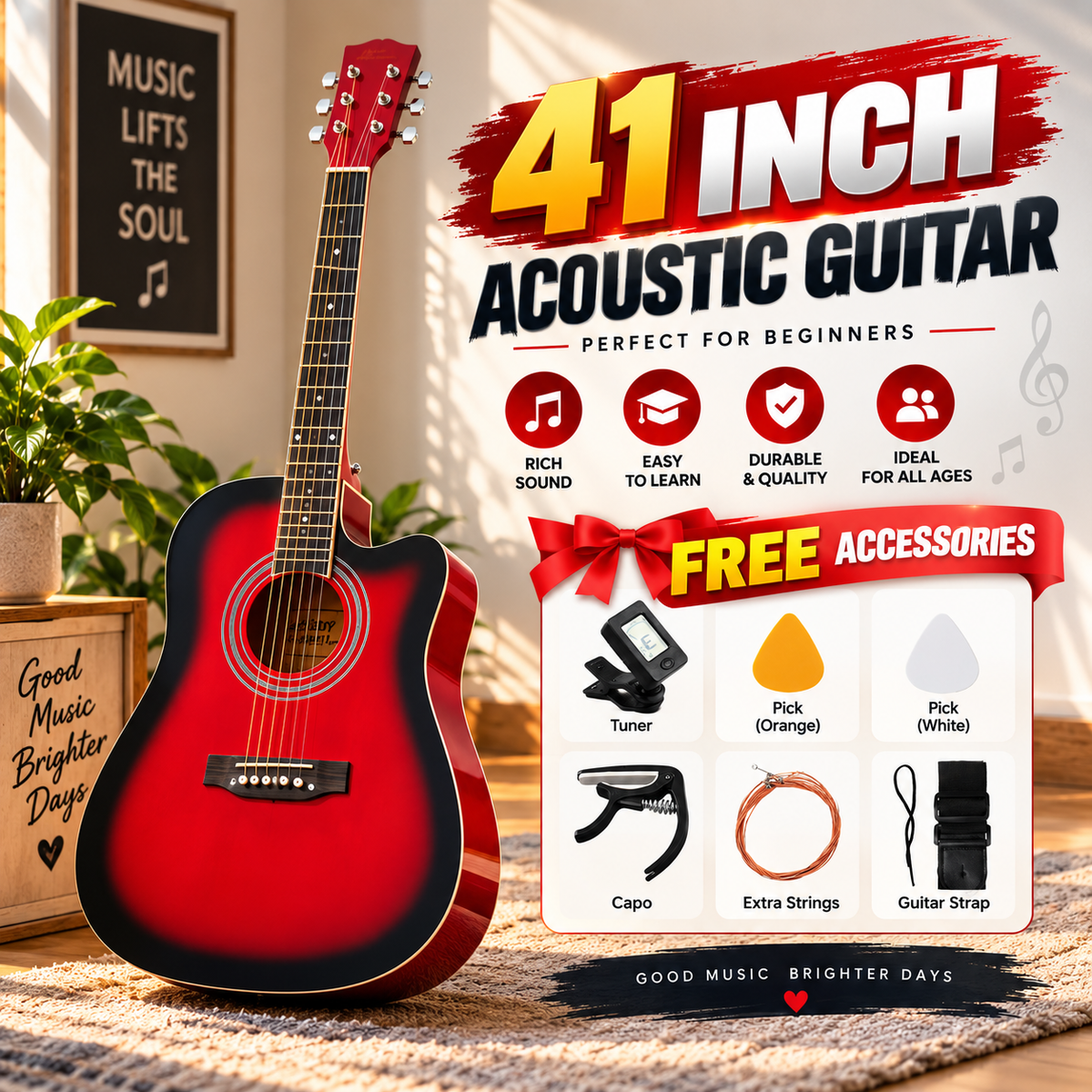 41 Inch Professional l Acoustic Guitar – Perfect Gift Choice
