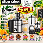 Silver Criest 5-in-1 Stainless Steel Juicer Extractor  SC777s | Blender Mixer Grinder Juicer Machine - Food Processor, Smoothie Maker, Portable Hand Blender, Mini Blender, Heavy Duty Kitchen Aid Mixer, Electric Juice Blender