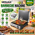 MOLIAX MX-5096 Barbecue Machine & Electric Grill | Non-Stick Grill & Sandwich Maker, Home Kitchens with Flat Opening and Amazing Features.