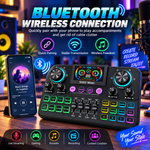 SX03 Professional Bluetooth Live Soundcard |Ultimate Wireless Audio Mixer for Singing, Karaoke, Gaming & Streaming