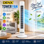 Denx DX2664 Bladeless Tower Fan, 40W, 3 Speed Levels, Wide Oscillation, Portable Design, Safe for All Ages, 220-240V, Energy Saving