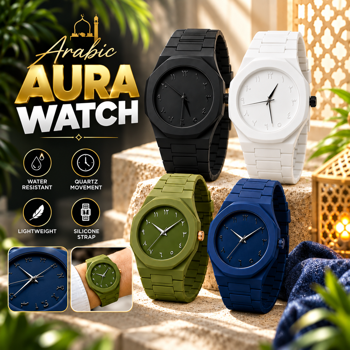 Arabic Aura – Premium Arabic Dial Quartz Watch – Luxury Stainless Steel Wristwatch for Men
