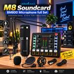 M8 Soundcard with BM800 Microphone Full Set – Professional Studio Equipment with Mic Arm,Bluetooth for Podcast,Streaming,Singing,PC