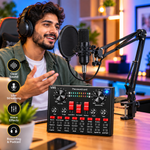 V8K Live Sound Card, BM800 Condenser Microphone Kit, Professional Audio Interface with High Fidelity Sound, USB Connection, and Multiple Input/output Options for Live Streaming