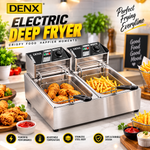 DENX DX4003 Electric Deep Oil Fryer With Double Basket 6L, 2500W Jumbo Size Adjustable Temperature & Timer, Removable Oil Container