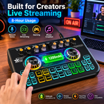X3 Digital Audio Mixer – Live Sound Card with Voice Changer Noise Reduction, Compatible with 3.5mm/6.35mm Microphones, Adjustable Reverb Custom Sound Effects for Streaming, Gaming Podcasting