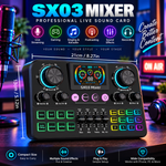 SX03 Professional Bluetooth Live Soundcard |Ultimate Wireless Audio Mixer for Singing, Karaoke, Gaming & Streaming