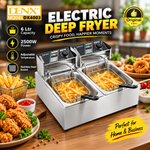 DENX DX4003 Electric Deep Oil Fryer With Double Basket 6L, 2500W Jumbo Size Adjustable Temperature & Timer, Removable Oil Container