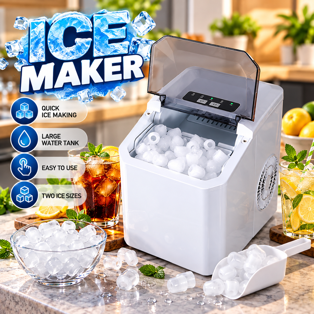 Silver Cerst Automatic Ice Maker Machine 150w – Bullet Ice Machine, Adjustable Ice Size, 1.5L Water Tank | 25007