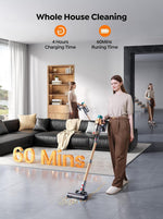 SMOTURE Cordless Vacuum Cleaner, 550W 45KPA Stick Vacuum with Touch Screen, Up to 60 Mins Runtime, Self-Standing Vacuum with Auto Mode.