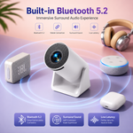 WIMUS S27 Mini Smart Projector | Full HD 1080P | Dual Band 2.4G/5G WiFi | Bluetooth 5.2 | Auto Keystone | 270° Rotatable