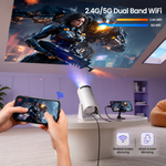 WIMUS S27 Mini Smart Projector | Full HD 1080P | Dual Band 2.4G/5G WiFi | Bluetooth 5.2 | Auto Keystone | 270° Rotatable
