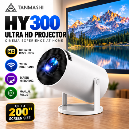TANMASHI HY300 Ultra HD Portable Smart Projector | WiFi, Bluetooth, 1080P Support, Mini Home Theater