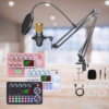 F998 Sound-card+ BM-800 Condenser Mic with Live Sound Card Kit, Podcast Equipment Bundle with Voice Changer and Mixer Functions for PC Smartphone Studio Recording & Broadcasting