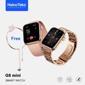 Haino Teko Germany G8 Mini Rose Gold Edition Smart Watch 45mm, Bluetooth Call, Wireless Charging, One Extra Strap