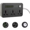 Power Extension Board, 10 Amp, 3 Outlets & 6 USB Ports with Switch Control