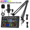 Sound Card F009 Live Sound Card Wireless Bluetooth Audio Mixer  with BM800 Microphone Set RGB Colorful Buttons Live Streaming  Youtube Singing PC Phone Karaoke Singing Gaming